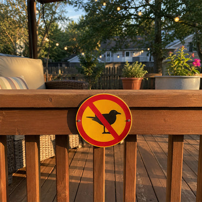 No Bird Poop Round Metal Sign – Funny Garden Fence Decor