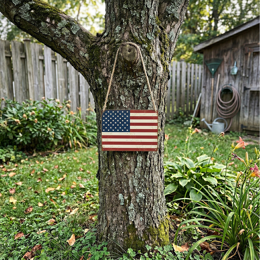 American Flag Metal Sign - 12 x 16 Inch