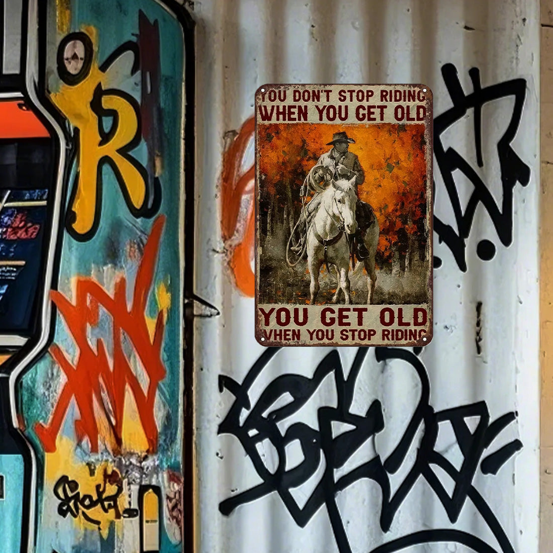“Ride Free, Stay Wild” Vintage Cowboy Horse