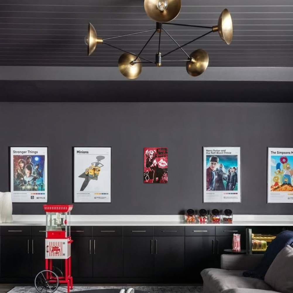 Harley Quinn 'Hey Puddin' Tin Sign – Red & Black Punk Art