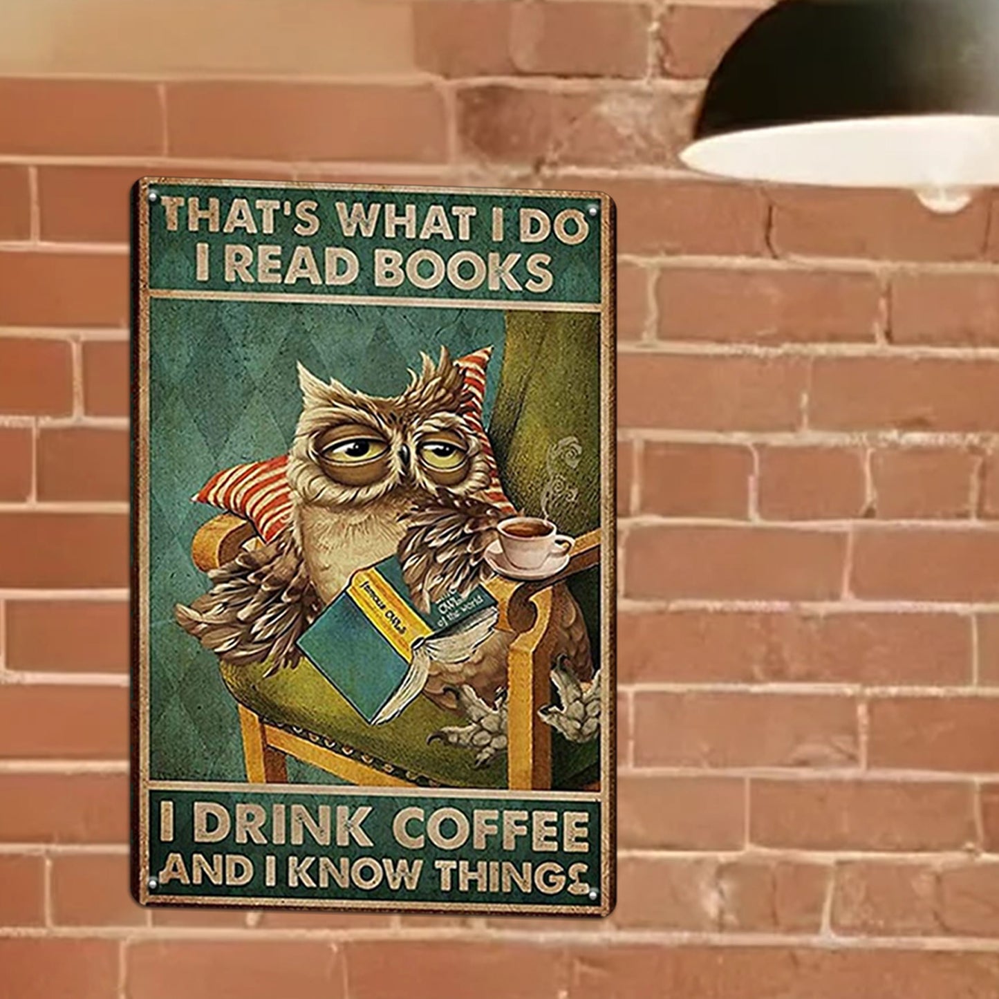 Owl Coffee & Books Tin Sign