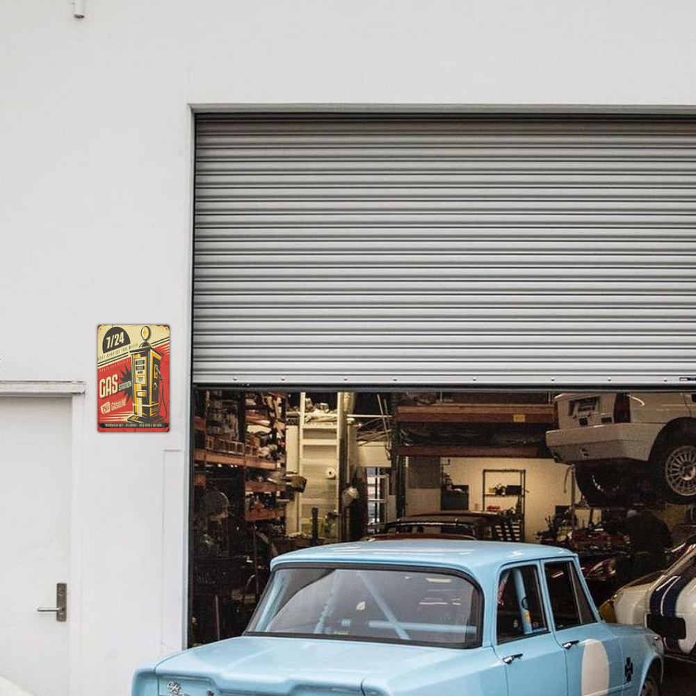 Vintage Gas Station 24/7 Pump Tin Sign