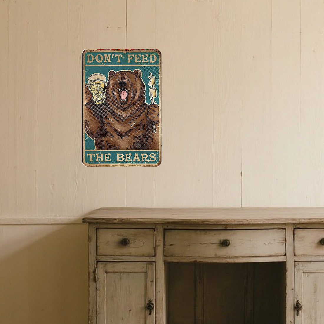Funny Bear Warning Tin Sign