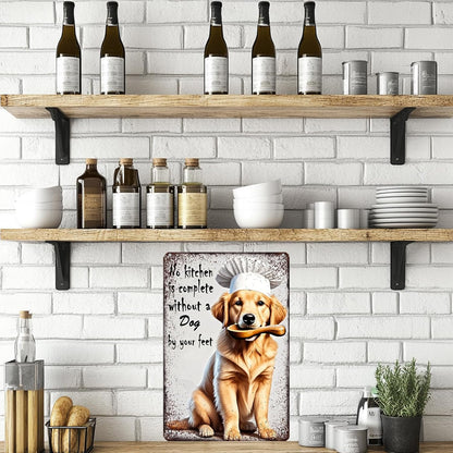 "No Kitchen Is Complete Without a Dog" Golden Retriever