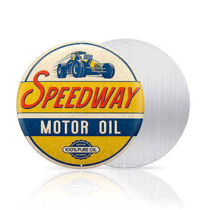 Speedway Motor Oil Round Metal Sign