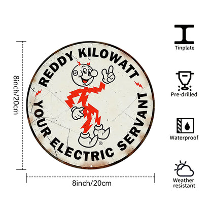 Reddy Kilowatt Round Metal Sign – Vintage Electric Ad