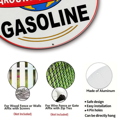 Around The World Gasoline Round Metal Sign