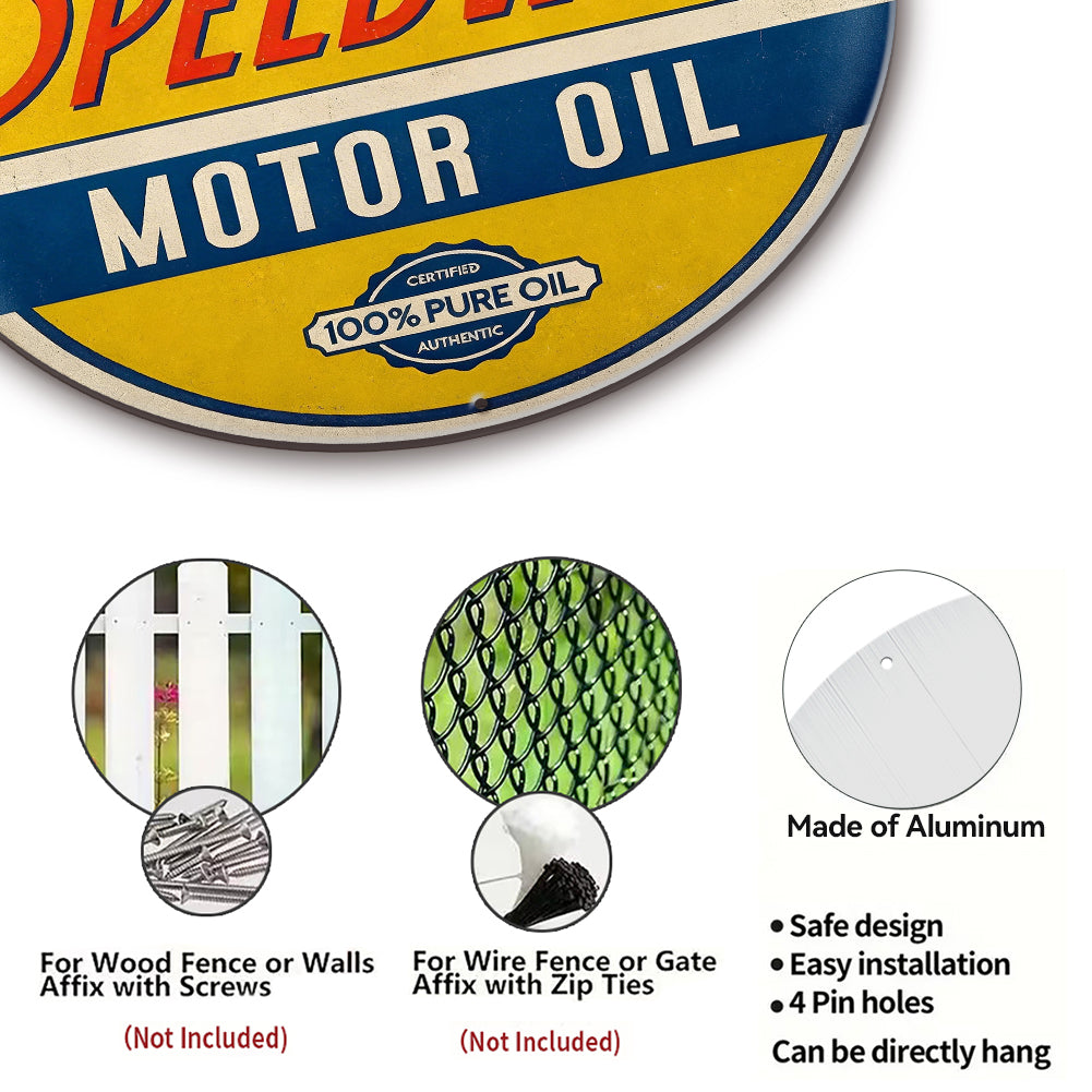 Speedway Motor Oil Round Metal Sign