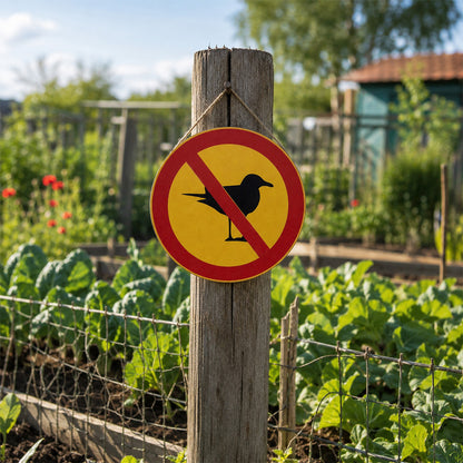 No Bird Poop Round Metal Sign – Funny Garden Fence Decor