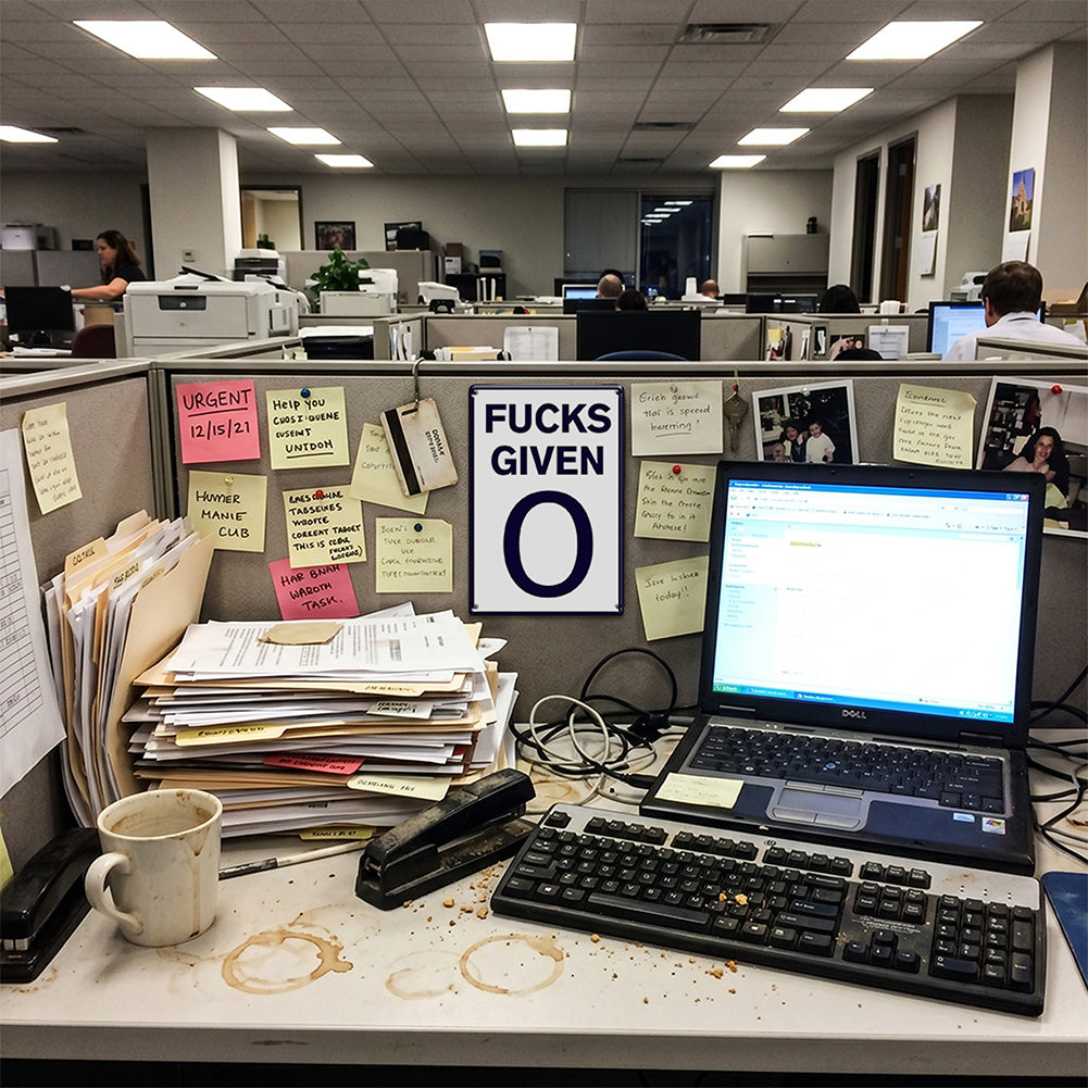 Fucks Given 0 Metal Sign – Funny Sarcastic Office Wall Decor