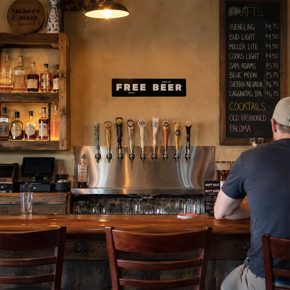 Free WiFi Great Beer Metal Sign – Funny Beer Bar Wall Decor