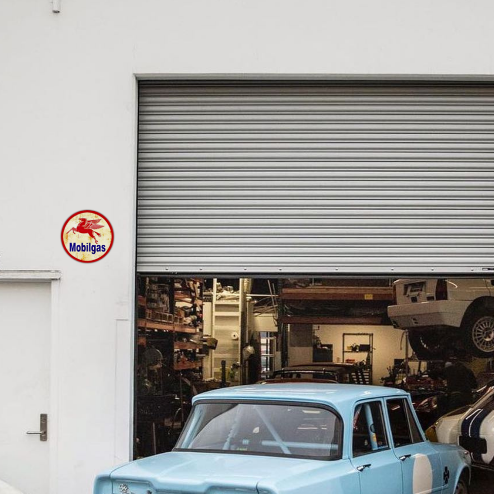 Mobilgas Pegasus Round Metal Sign – Vintage Gas Station