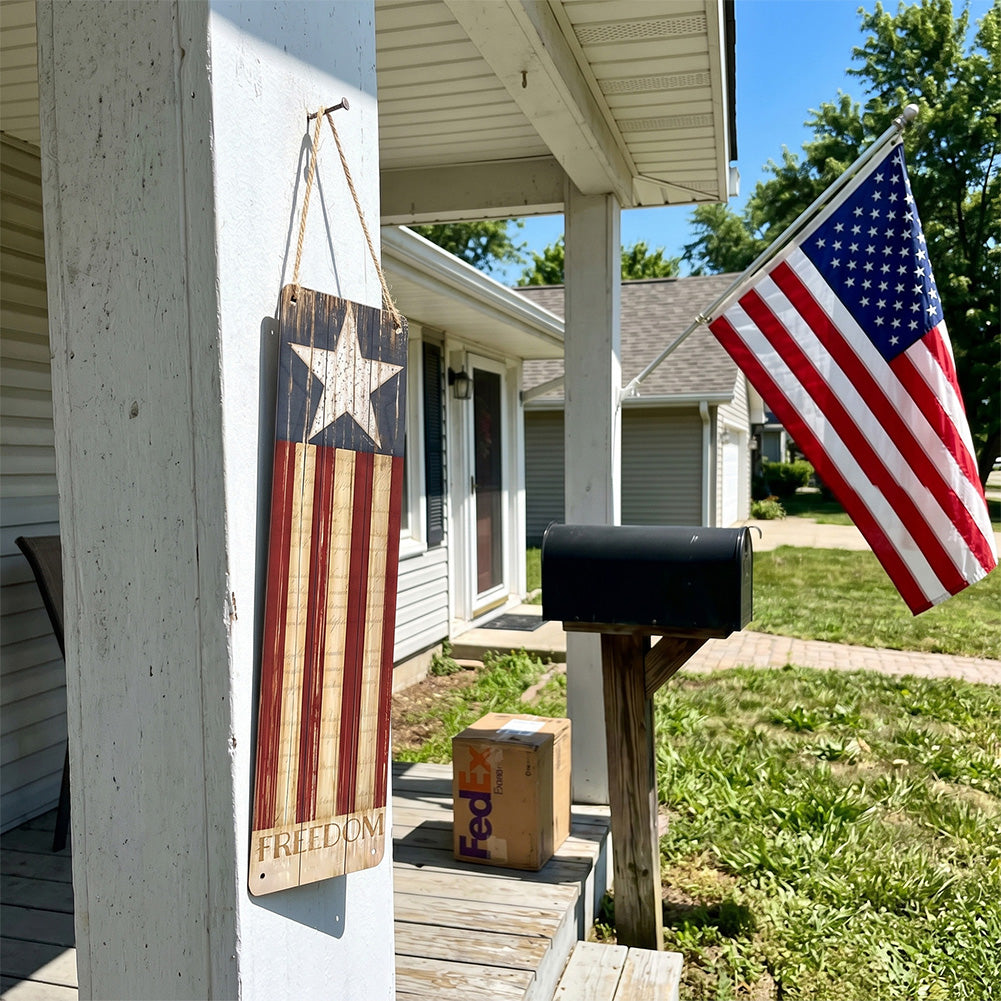 Vertical Freedom American Flag Metal Sign