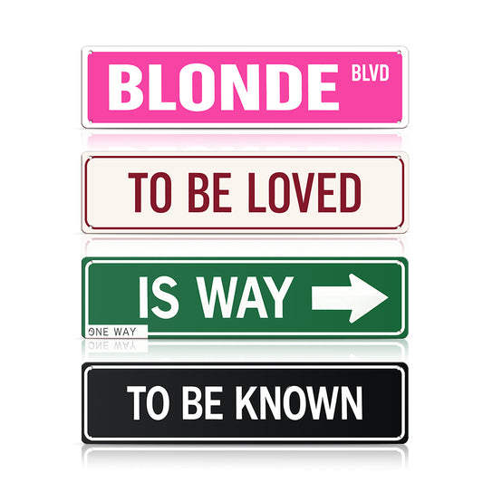 BLONDE BLVD Love Is a Way – Valentine’s Day Metal Street Sign Bundle (4 pcs)